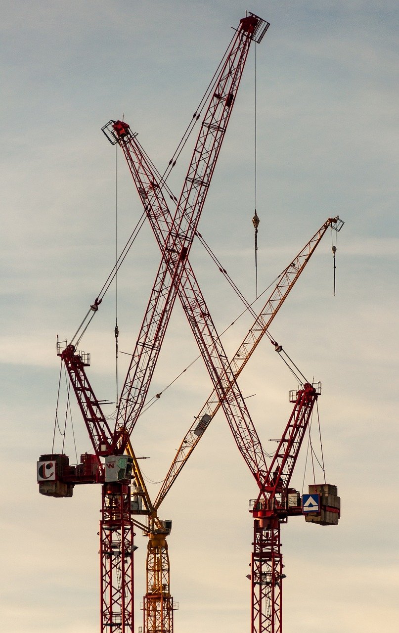 load cranes, construction site, construction, work, industry, cranes, industrial, tower crane